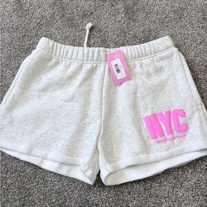 NYC Women's Athletic Shorts in Gray with Pink Embroidery